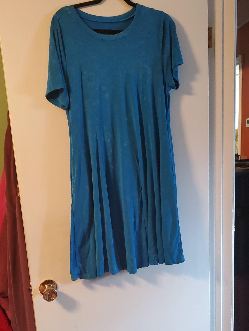 Torrid size 0X -Teal Short Sleeve Swing Dress - Casual A-Line Supersoft Knit